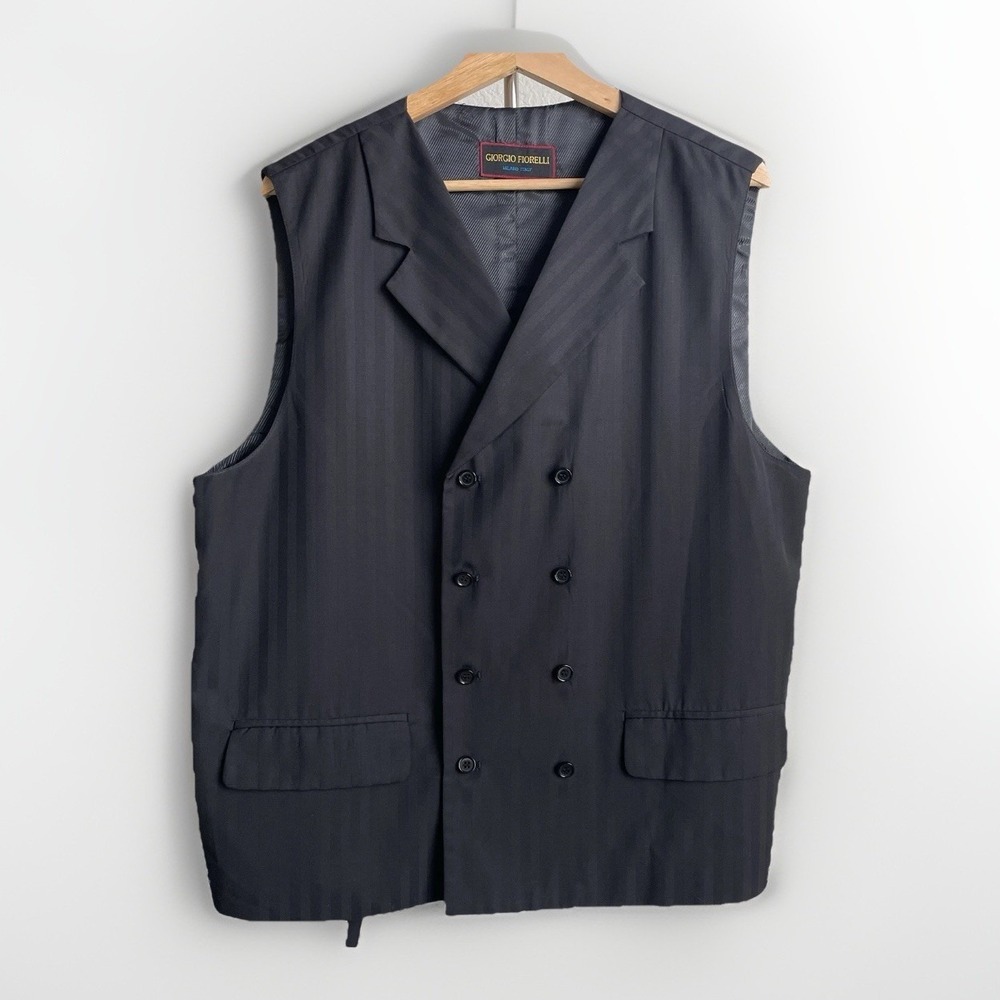 Giorgio Fiorelli Suit Vest  Mens 44 Large Black Classic Formal Wedding Party Fit